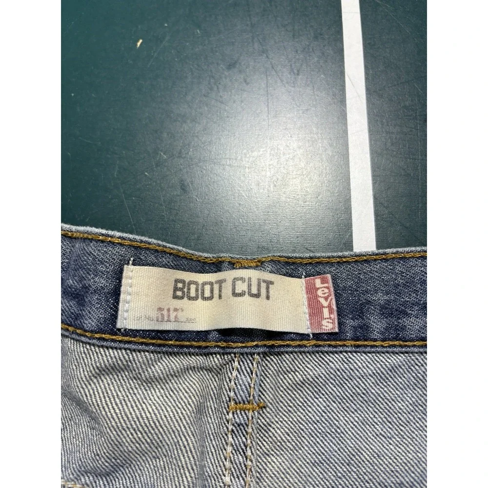 Vintage Levis 517 Bootcut Jeans 34x31 Blue Faded Distressed Denim Western Y2K